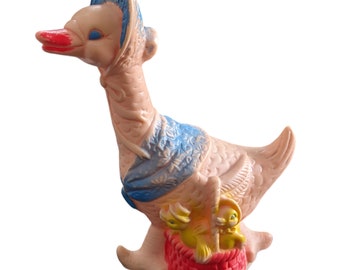 Vtg Rubber Squeak Mother Goose Sun Rubber 6.5" RARE HTF Loud squeak Condition light color loss on edges, some dust in details