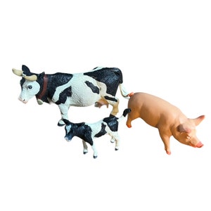 Vintage 90s Safari Heifer Cow Calf And Pig Hog Figures  Condition: great overall high quality heavy figures See photos for details please