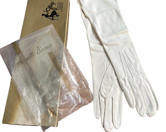 VTG NOS Alexette Bacamo White Gloves Sz 7 Doeskin Lambskin Washable SOFT