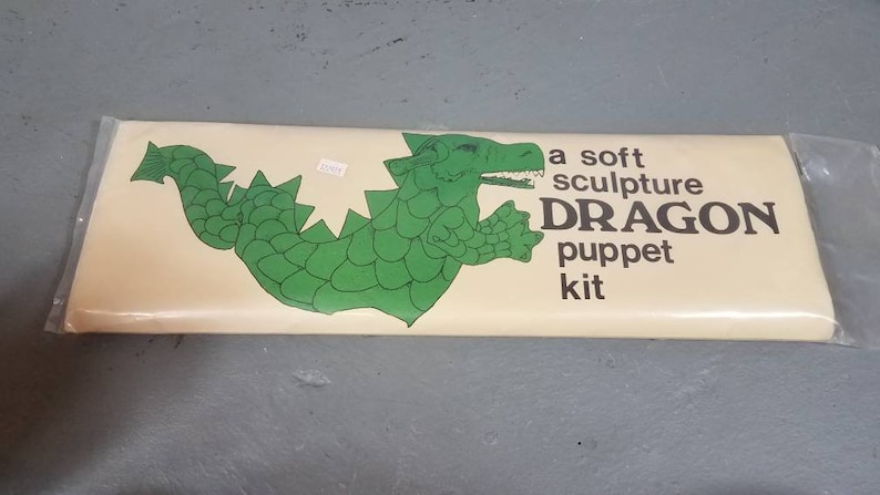 Vintage Soft Sculpture Puppet Kit Dragon Dinosaur new old stock unopened