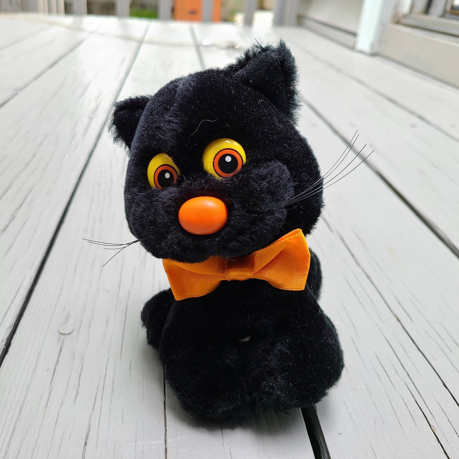 VTG 80s Black Cat Plush 5" Midnight by Applause Halloween Stuffed Animal 