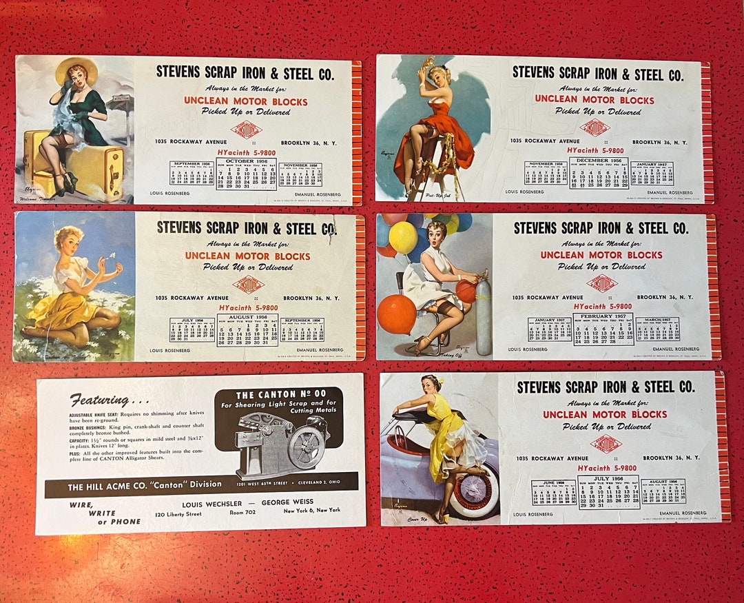 Vtg Gil Elvgren Pinup Blotter Advertising Calendars 1956 1957 Etsy