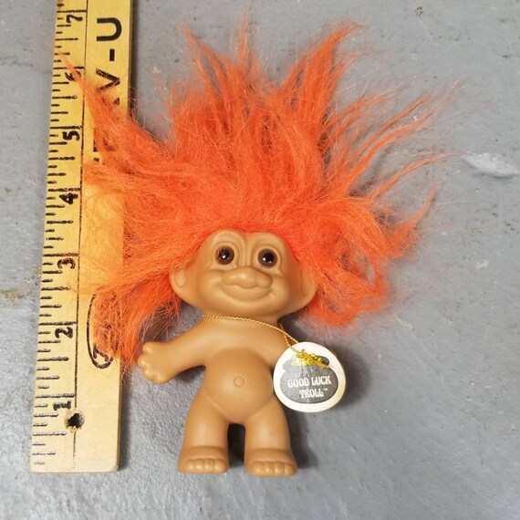 Vtg Russ Troll Orange Hair 4 Good Luck Tag Troll Doll Etsy