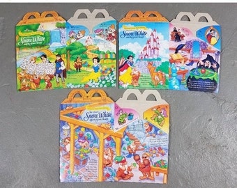 McDonalds Happy Meal Toy Boxes Unused Walt Disney Snow White Disneyland set of 3