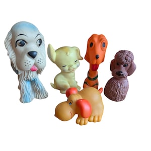 Vintage Rubber Squeak Toy Lot Dogs RARE 50s 60s Condition all figures still squeaks and are in overall good condition See photos for detail