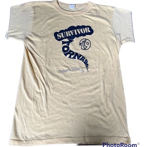 vintage 1979 Tornado Survivor Connecticut unisex Medium super Soft. Estate findCondition:  some untreated spots near shoulders and a few sma