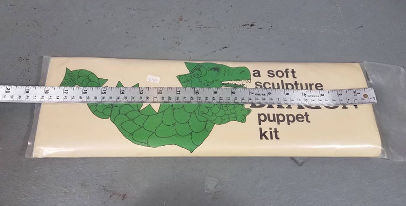 Vintage Soft Sculpture Puppet Kit Dragon Dinosaur new old stock unopened