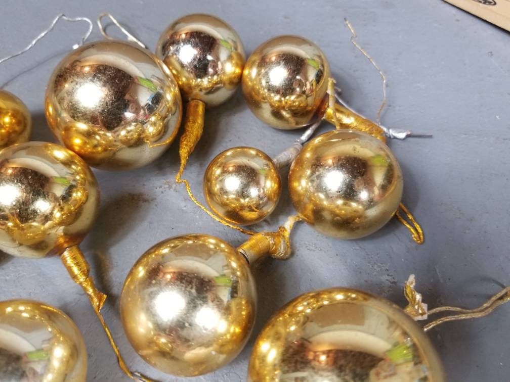 Lot of Vintage Christmas Gold balls bells Greenery Sprays | Etsy