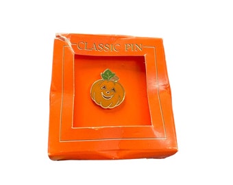 VTG Hallmark Cloisonne 1983 Halloween Jack-O-Lantern Pumpkin Tie Lapel Pin 80s Condition: box shows some wear, but new in