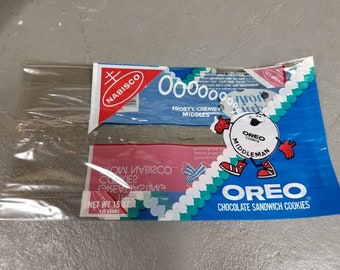 ONE Vintage Oreo Cookie Package 1974 RARE Middleman Mascot Nutter Butter chips Ahoy advertising food packaging collectible