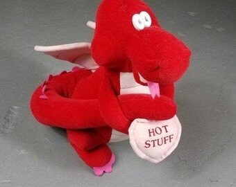 RARE vintage Russ Hot stuff Dragon plush 13" red stuffed dragon