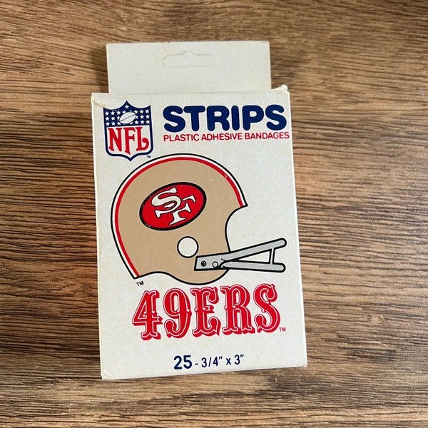 VTG 80s NFL Strips Bengals Adhesive Bandages 18 Of 25 Count Box 49ers Football  Condition: open box 18 left  See photos for details please z