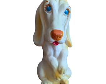 Rare! Vintage 8" Hound Dog Rubber Squeak  Blue Eyes! Puppy Bloodhound Basset Condition great overall, loud squeak