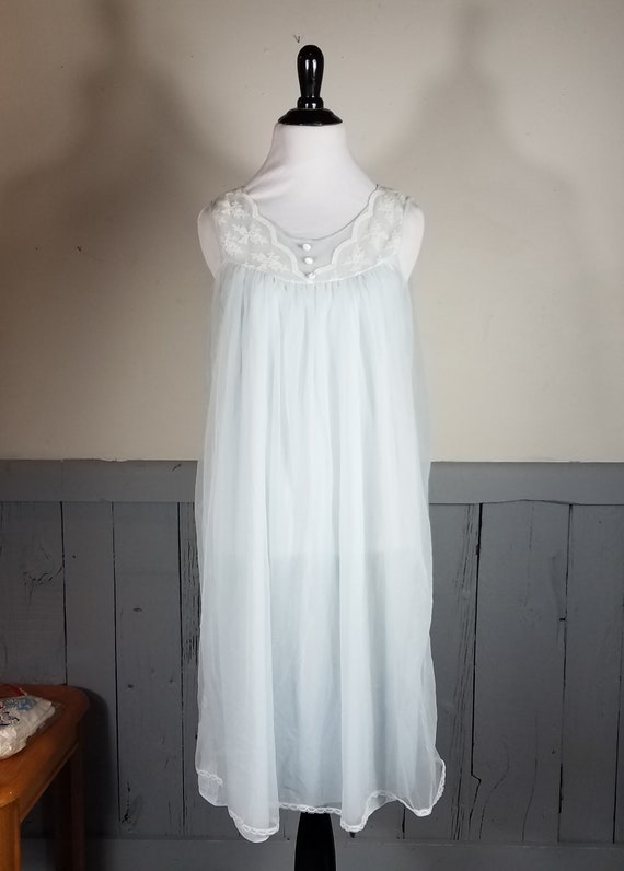 Vintage 2 layer nylon nightgown size medium sheer… - image 1