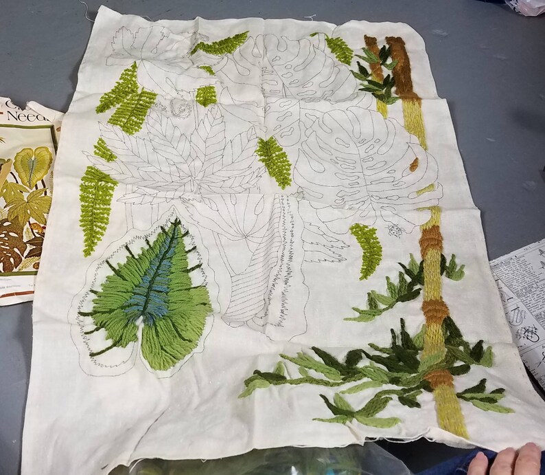 Verdant Garden Crewel Embroidery Kit Mod Retro MCM Plants Ladybugs June McClean