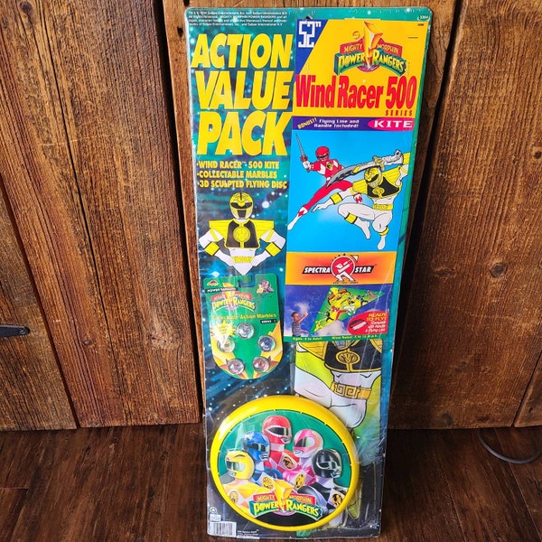 Vintage 1994 Power Ranger Value Pack Kite Marbles Frisbee