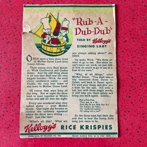 1936 Kellogg’s Rice Krispies Singing Lady Advertisement Ephemera Vtg