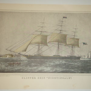 Currier & Ives Print - Clipper Ship &quot;Nightingale&quot;