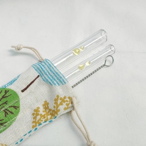 Handmade Reusable Straw Set with Pouch | Boroscilicate | Drinking Straw set | Smoothie Straws | Straw Case | Eco-Friendly Gifts | With Brush