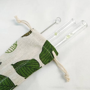 Handmade Reusable Straw Set with Pouch | Boroscilicate | Drinking Straw set | Smoothie Straws | Straw Case | Eco-Friendly Gifts | With Brush