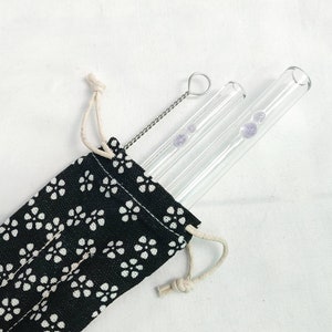 Handmade Reusable Straw Set with Pouch | Boroscilicate | Drinking Straw set | Smoothie Straws | Straw Case | Eco-Friendly Gifts | With Brush