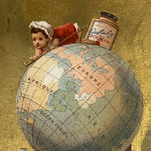 Antique trading card Liebig very rare monde or globe 1875 S 0141 Sanguinetti catalogue