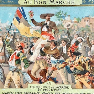 Antique trade card Au Bon Marche Victorian ephemera scrapbook art print ad chromo lithograph