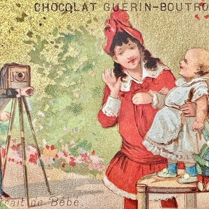 Ruilkaart Guerin Boutron chocoladefabriek baby-moeder fotocamera Victoriaanse mode