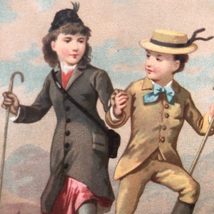 L&#39;alpinisme F Appel Antique French trade card collectible Au Bon Marche scrapbooking Ephemera adventure adventures vintage costume feminist
