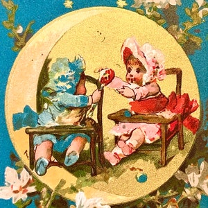 Antieke handelskaart Guerin Boutron Blue Moon Baby's