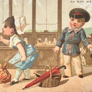 Antique trade card Au Bon Marche Testu Paris rare Victorian ephemera