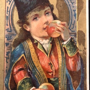 Antique Guerin Boutron trade card chromo Peach Ephemera Chromo collectible ad