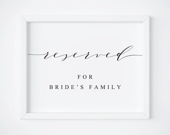 5 x 7 Reserved Wedding Sign PRINTABLE Greenery Eucalyptus Leaf Bride Groom Family Friends Ceremony Reception DIY Download File 4 x 6
