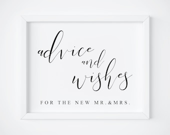 Advice And Wishes Sign-Wedding Sign-Wedding Reception-Sign our Guestbook Wedding Signs-Wedding Printable-Wedding  Signage-Advice Sign.