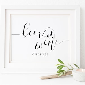 Beer and Wine Sign. Wedding Bar Sign. Open Bar. Wedding Decor. Wedding Signs. Wedding Prints. Wedding Printable. Instant Download. Bar Sign