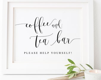 Coffee And Tea Bar Sign.Coffee Bar Sign.Tea Bar Sign.Coffee And Tea Sign Printable.Wedding Signs.Wedding Printables.Wedding Drinks Sign.Sign