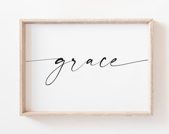 Grace Printable Art. Bible Quote Print. Printable Quotes. Grace Sign. Bible Verse Print. Christian Wall Art. Printable Wall Art. Wall Art.