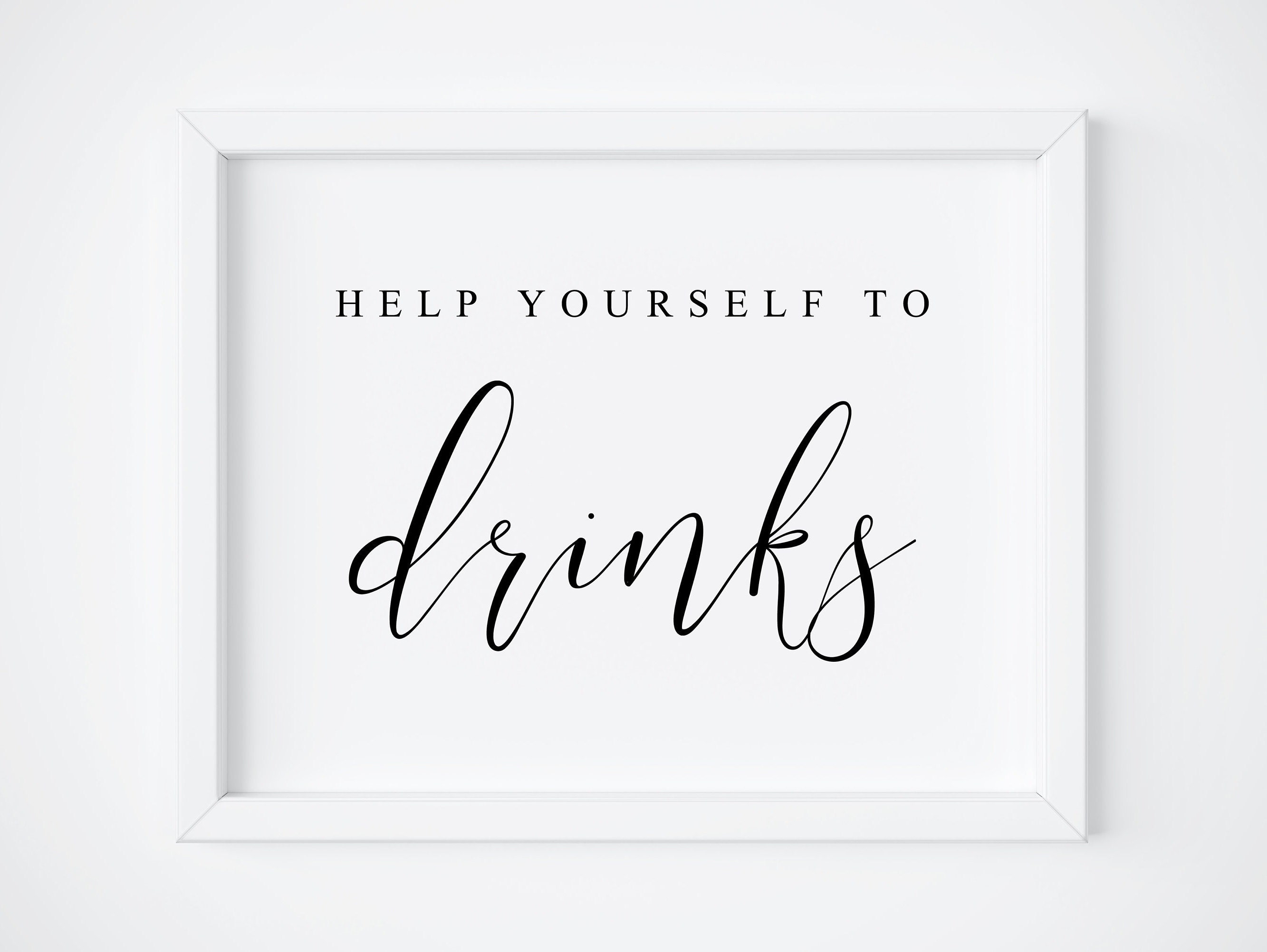 Help Yourself To Drinks Sign. Drinks Sign. Wedding Bar Sign. | Etsy