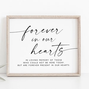 Forever In Our Hearts Sign-In Loving Memory Sign-Memory Table Sign-Wedding Signs-Wedding Printable Sign-Table Sign-Wedding Memorial Sign