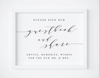 Please Sign Our GuestBook And Share.GuestBook Sign.Printable Signs.Wedding Signs.GuestBook Sign-GuestBook Printable-Wedding Table Signs.Sign