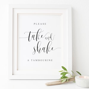 Please Take & Shake A Tambourine.Wedding Confetti Alternative.Wedding Signs.Wedding Favor Sign.Wedding Favors.Wedding Rustic Sign.Reception.