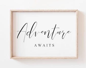 Abenteuer erwartet druckbare Kunst. Abenteuer-Wand-Kunst. Druckbare Wandkunst. Abenteuer-Druck. Kinderzimmer Dekor. Abenteuer-Poster. Wanderlust Drucke.