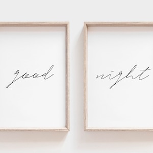 Good Night Printable. Bedroom Wall Art. Set Of 2 Prints. Good Night Poster. Above Bed Print. Typography Poster. Printable Art. Wall Art. Art