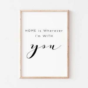 Home Is Wherever I&#39;m With You Printable. Home Sweet Home Print. Home Sign. Quote Printable. Home Decor. Farmhouse Sign. Printable Art. Signs