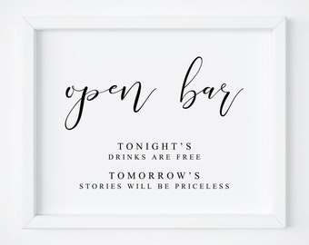 Wedding Open Bar Sign,Wedding Bar Sign,Wedding Drinks Sign,Wedding Signs,Printable Bar Sign,Reception Bar,Open Bar Sign,Bar Wedding Print