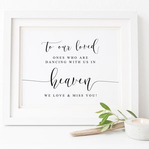 Wedding Heaven Sign. In Loving Memory Sign. Wedding Sign.Wedding Memory Sign. Wedding Memorial Sign. Heaven Memorial Sign. Memory Table Sign