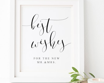Best Wishes For The New Mr And Mrs.GuestBook Sign.Wedding Guest Book Sign.Advice And Wishes Sign.Wedding Signage.Wedding Signs.Printables.