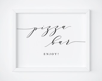Signo de barra de pizza. Bar de pizza para bodas. Signo de comida. Signo imprimible de pizza. Fiesta de despedida de soltera. Signos de boda. Signo de mesa. Signo de comida de boda. Señales