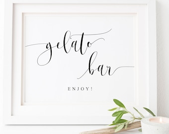 Letrero de barra de helado de boda-Signo de despedida de soltera-Signo de mesa de postres-Signo de helado de boda-Signo de mesa de helado-Signos de boda-Gelato imprimible.