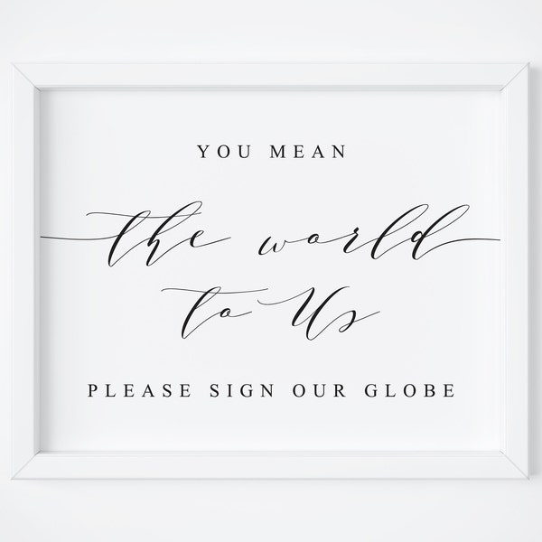 You Mean The World To Us Please Sign Our Globe-Please Sign Our Globe-Guest Book Sign-Please Sign Our Map-Reception Sign-Globe GuestBook